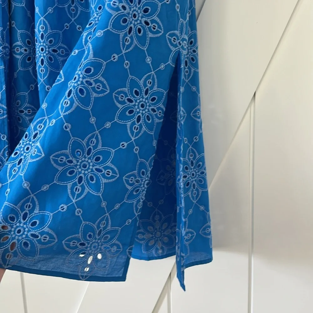 Sheridan French Paloma Blue Eyelet Midi Skirt in Capri